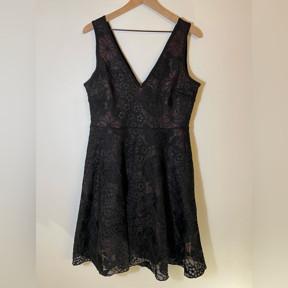 Erin Fetherston Lace Sleeveless Flared Dress Size 10 Black & Pink New whimsical